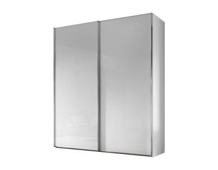 Dulap cu 2 usi glisante 113x200x68cm alb/ sticla alba, maner crom model 3 SINFONIE PLUS