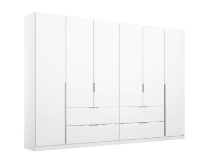 Dulap cu 6 usi cu balamale si 4 sertare MEMPHIS 271x210x54cm alb alpin