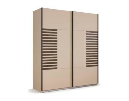 Dulap cu usi glisante BAREA 181x210x62cm champagne + stejar Atlantic dark, maner gri metalic