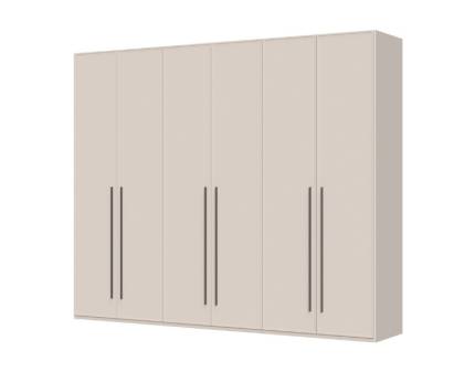 Dulap cu 6 usi cu balamale OPERA 272x224x56cm casmir, manere maro