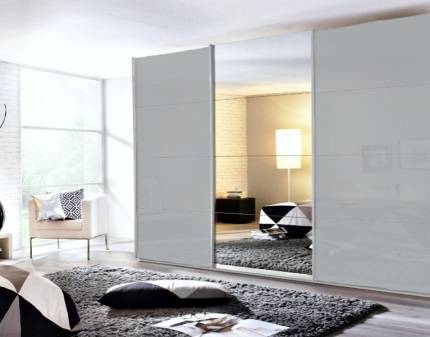 Dulap cu usi glisante KULMBACH 271x210x62cm silk grey/ sticla silk grey - oglinda configurabil