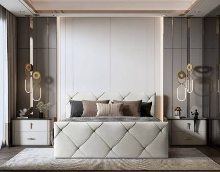 Pat Boxspring cu spatiu pentru depozitare MOSSA 140/ 160/ 180cm personalizabil