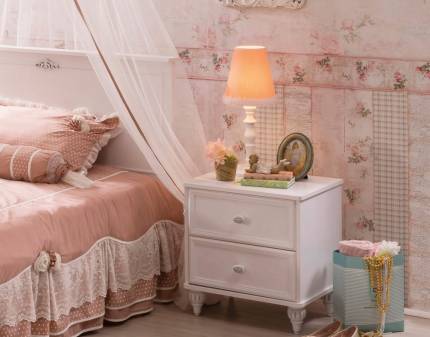 Noptiera cu 2 sertare ROMANTICA 50x56x41cm alb mat, design elegant