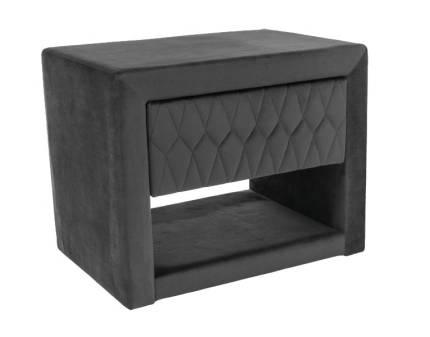 Noptiera tapitata cu 1 sertar si spatiu liber AZURRO VELVET 50x40x35cm catifea gri