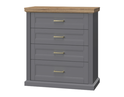 Comoda cu 4 sertare TARA GREY 101x112x48cm grafit/ Nuc Pacific