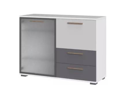 Comoda cu 1 usa din sticla, 1 usa mata si 2 sertare C9 ALL ROOM CONCEPT 111x83x40cm configurabila