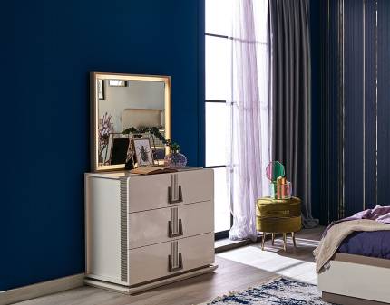 Comoda cu 3 sertare si oglinda ALIN-BAHRA 85x79x47cm premium cu design luxury