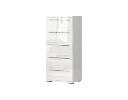 Comoda cu 5 sertare PIANO BEIGE 60x135x45cm bej lucios, manere crom