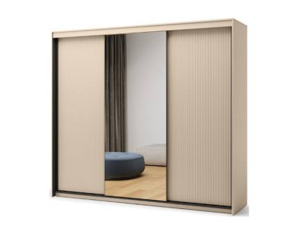 Dulap cu usi glisante TREND 250x222x63cm bej/ negru - oglinda, cu led 