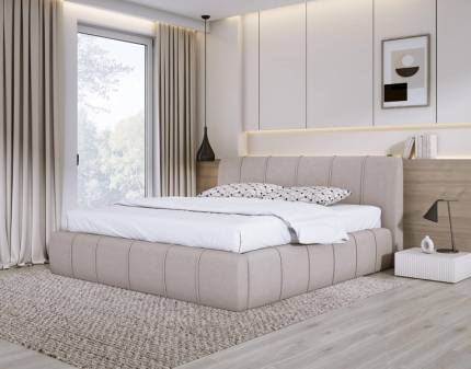 Pat tapitat cu somiera si spatiu pentru depozitare SOUL 140/ 160/ 180cm personalizabil 