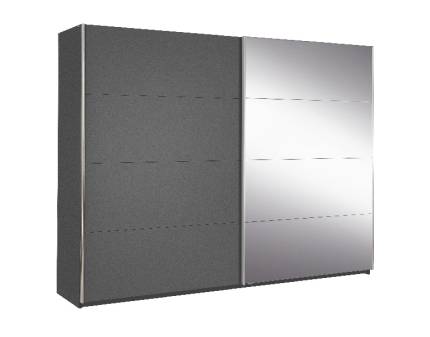 Dulap cu usi glisante MOITA 271x210x62cm gri metalic/ oglinda, maner aluminiu