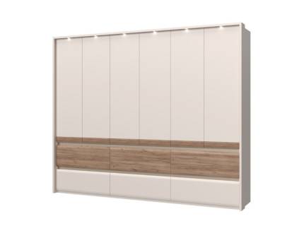 Dulap cu 6 usi si 6 sertare INVICTUS 277x226x60cm casmir/ stejar tabac