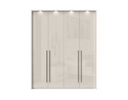 Dulap cu 4 usi cu balamale PIANO BEIGE 182x224x56cm bej lucios, manere crom