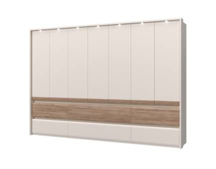 Dulap cu 7 usi si 6 sertare INVICTUS 322x226x60cm casmir/ stejar tabac