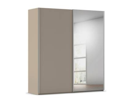 Dulap cu usi glisante TARO 201x223x69cm fango/ oglinda, maner aluminiu 