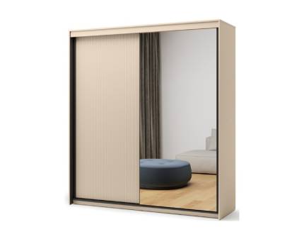 Dulap cu usi glisante TREND 200x222x63cm bej/ negru - oglinda, cu led