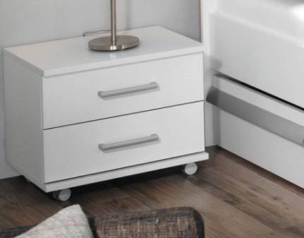 Set 2 noptiere cu 2 sertare cu roti APULIEN 50x37x41cm alb alpin