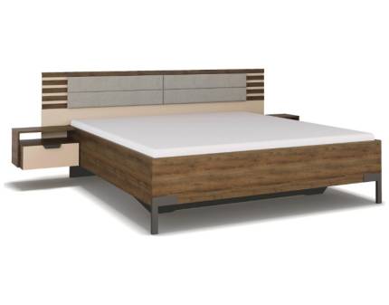 Cadru pat cu noptiere incorporate BAREA (180x200cm) champagne/ stejar Atlantic dark 