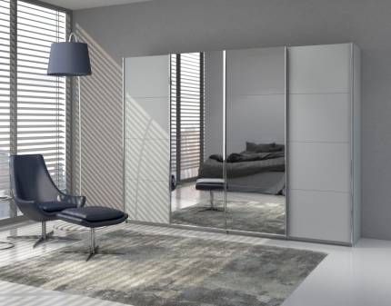 Dulap cu usi glisante SYNCRONO 271x230x62cm silk grey/ oglinda configurabil