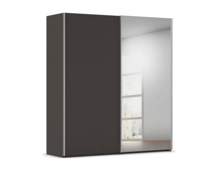 Dulap cu usi glisante TARO 201x223x69cm grafit/ oglinda, maner aluminiu 