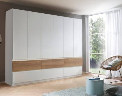 Dulap cu 6 usi cu balamale si 6 sertare WINNIPEG 271x210x56cm alb alpin/ halifax