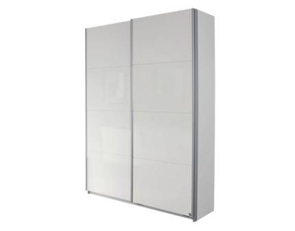 Dulap cu usi glisante MINOSA PLUS cu polite 136x197x48cm alb alpin/ alb lucios, maner aluminiu