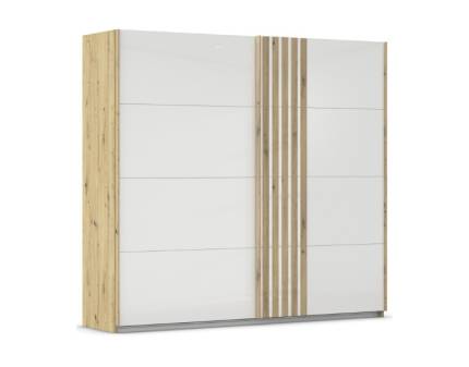Dulap cu usi glisante MOSBACH 226x210x62cm stejar Artisan/ sticla alba