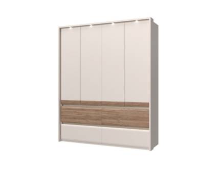 Dulap cu 4 usi si 4 sertare INVICTUS 187x226x60cm casmir/ stejar tabac