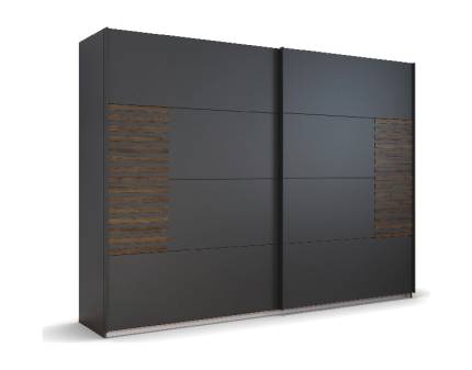 Dulap cu usi glisante BAREA 271x210x62cm gri metalic + stejar Atlantic dark, maner gri metalic