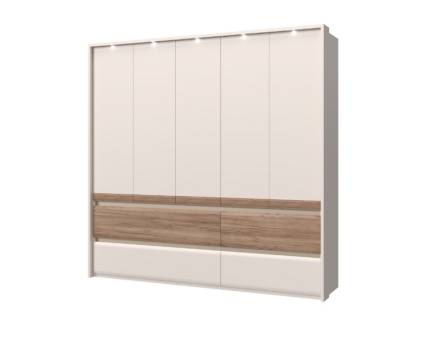 Dulap cu 5 usi si 4 sertare INVICTUS 232x226x60cm casmir/ stejar tabac