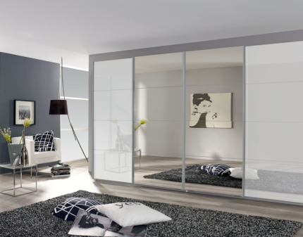 Dulap sticla alba/oglinda 361x230x62cm SYNCRONO